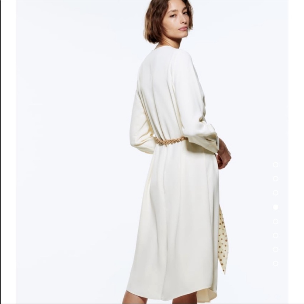NWOT Zara MIDI long sleeve dress with belt detail - Picture 5 of 10